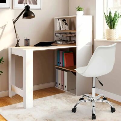 IDMARKET Bureau avec bibliothèque - Hêtre blanc - Design contemporain - 113cm - Bureau avec bibliothèque IDMARKET Bureau avec bibliothèque - Hêtre blanc - Design contemporain - 113cm - Bureau avec bibliothèque