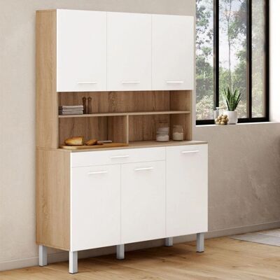 Idmarket Cina 120 cm Buffet de cuisine - 6 portes, finition hêtre blanc - Publicité Idmarket Cina 120 cm Buffet de cuisine - 6 portes, finition hêtre blanc - Publicité