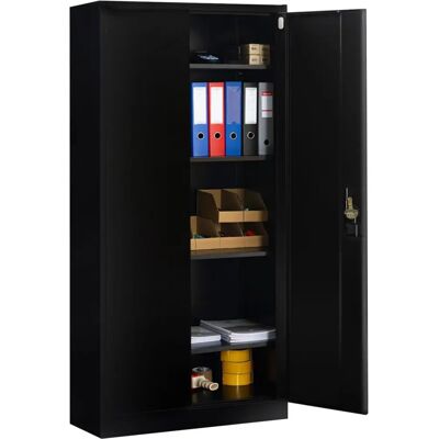 Armoire de bureau IDMARKET - Étagères réglables - Noir Armoire de bureau IDMARKET - Étagères réglables - Noir