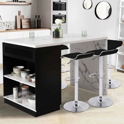Idmarket Vito 130 cm Kücheninsel - Schwarz, Marmoroptik Idmarket Vito 130 cm Kücheninsel - Schwarz, Marmoroptik