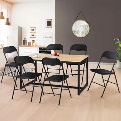 IDMARKET Ensemble de 6 Chaises Pliantes avec Structure en Métal Noir - Mobilier IDMARKET Ensemble de 6 Chaises Pliantes avec Structure en Métal Noir - Mobilier