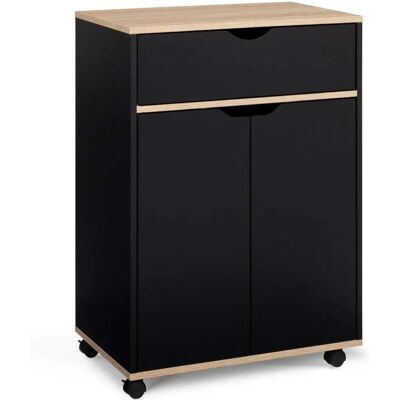 Buffet de cuisine COSY d'Idmarket - Noir & Hêtre - 60cm Buffet de cuisine COSY d'Idmarket - Noir & Hêtre - 60cm