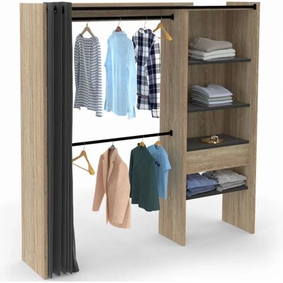IDMARKET Marty 120/170 x 50 x 180 cm Armoire en Bois et Noir - Réglable & Multi-Compartiments IDMARKET Marty 120/170 x 50 x 180 cm Armoire en Bois et Noir - Réglable & Multi-Compartiments