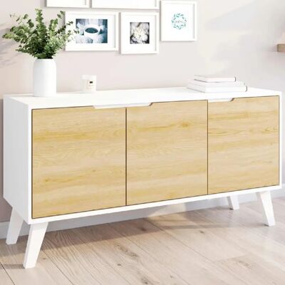 Idmarket Finn Buffet scandinave blanc - 113cm Idmarket Finn Buffet scandinave blanc - 113cm