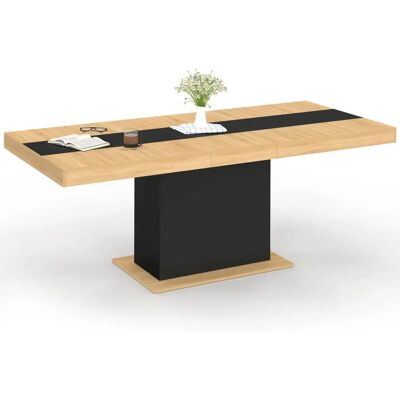 Idmarket Eden Ausziehbarer Esstisch - 6-10 Personen, Helles Holz, Schwarzes Mittelband Idmarket Eden Ausziehbarer Esstisch - 6-10 Personen, Helles Holz, Schwarzes Mittelband