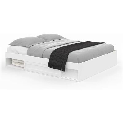 Cadre de Lit Salem avec Rangement - 140x190cm Blanc Cadre de Lit Salem avec Rangement - 140x190cm Blanc