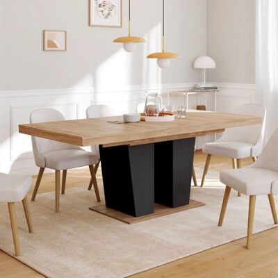 IDMARKET Table Eliad Extensible 6-10 Pers, Bois & Noir IDMARKET Table Eliad Extensible 6-10 Pers, Bois & Noir