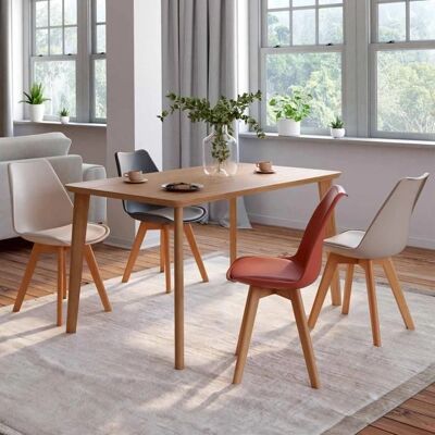 Idmarket SARA Ensemble de 4 Chaises Scandinaves - Gris, Terracotta, Beige Idmarket SARA Ensemble de 4 Chaises Scandinaves - Gris, Terracotta, Beige