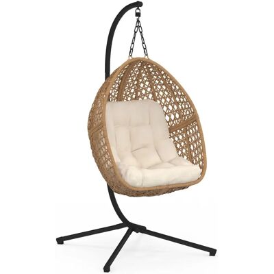 Idmarket sillón luna calado efecto ratán con cojín crudo Idmarket sillón luna calado efecto ratán con cojín crudo
