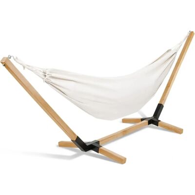 Hamac IDMARKET avec support en bois - TAHITI crudo - 150kg max Hamac IDMARKET avec support en bois - TAHITI crudo - 150kg max