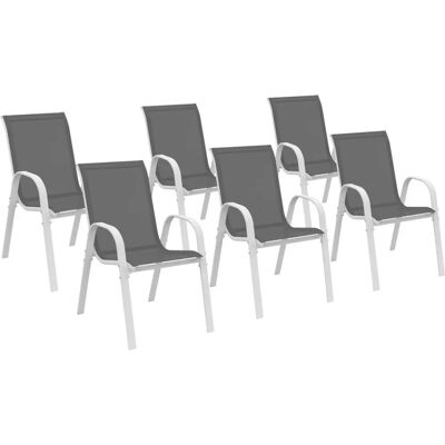IDMARKET - LYMA - blanc et gris - métal et textilène - chaises de jardin IDMARKET - LYMA - blanc et gris - métal et textilène - chaises de jardin