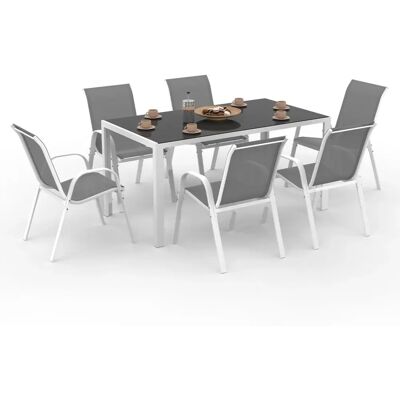 Ensemble de meubles de jardin Idmarket - Madrid, table 150 cm, 6 chaises Ensemble de meubles de jardin Idmarket - Madrid, table 150 cm, 6 chaises