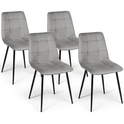 IDMARKET Chaises de salle à manger en velours gris clair - 4 pièces IDMARKET Chaises de salle à manger en velours gris clair - 4 pièces