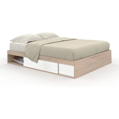 IDMARKET Sommier Salem avec rangement - 160x200cm effet bois et blanc - Publicité IDMARKET Sommier Salem avec rangement - 160x200cm effet bois et blanc - Publicité
