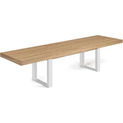 Table à manger extensible Idmarket Phoenix - 6-12 personnes - Blanc et bois Table à manger extensible Idmarket Phoenix - 6-12 personnes - Blanc et bois