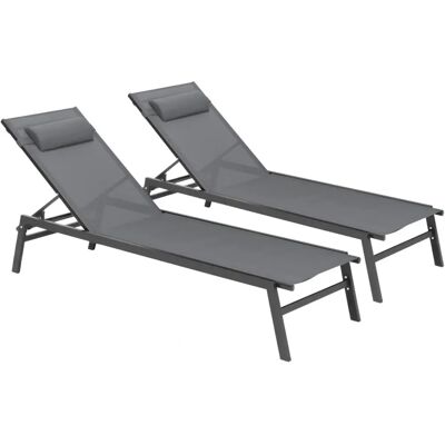 IDMARKET Sillas de jardín reclinables Sintra - Pack de 2, Gris antracita, Aluminio IDMARKET Sillas de jardín reclinables Sintra - Pack de 2, Gris antracita, Aluminio