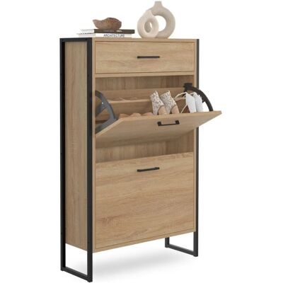 IDMARKET Industrie Schuhschrank - 2 Türen, Schublade, Oberes Regal IDMARKET Industrie Schuhschrank - 2 Türen, Schublade, Oberes Regal