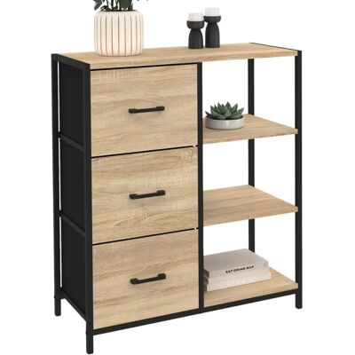 Idmarket Utah Buffet - 3 tiroirs, 70cm, Style Industriel Idmarket Utah Buffet - 3 tiroirs, 70cm, Style Industriel