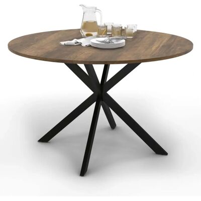 Table à manger ronde Hawkins d'Idmarket - Style rustique industriel Table à manger ronde Hawkins d'Idmarket - Style rustique industriel