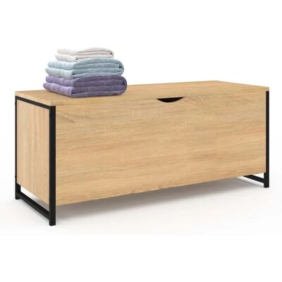 Idmarket Detroit Banc de rangement - Bois et métal - 100cm Idmarket Detroit Banc de rangement - Bois et métal - 100cm