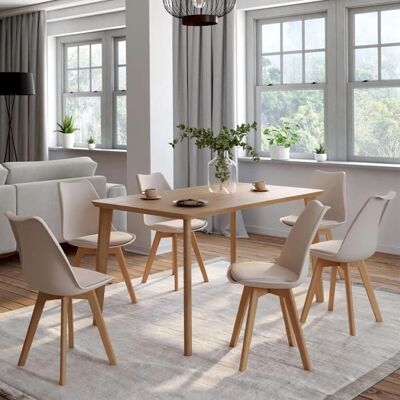 Idmarket Lot de 6 Chaises Scandinaves Sara Beige - Chaises de salle à manger Idmarket Lot de 6 Chaises Scandinaves Sara Beige - Chaises de salle à manger