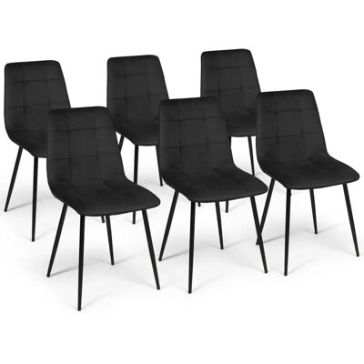 IDMARKET - MILA - Velours - Noir - Chaise à manger IDMARKET - MILA - Velours - Noir - Chaise à manger