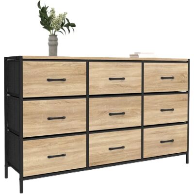 IDMARKET Utah Coffre de rangement industriel - 9 tiroirs, 115cm IDMARKET Utah Coffre de rangement industriel - 9 tiroirs, 115cm