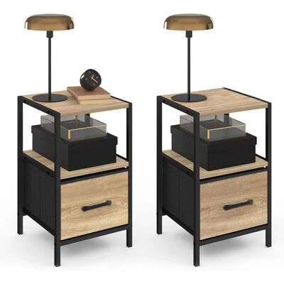Ensemble de 2 tables de nuit IDMARKET - style industriel - 30x30cm Ensemble de 2 tables de nuit IDMARKET - style industriel - 30x30cm