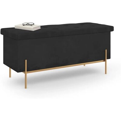 IDMARKET Banc de Velours Noir - Banc de Rangement IDMARKET Banc de Velours Noir - Banc de Rangement