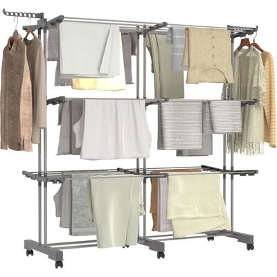 IDMARKET Sèche-linge extensible 40M maxi gris - Sèche-linge IDMARKET Sèche-linge extensible 40M maxi gris - Sèche-linge