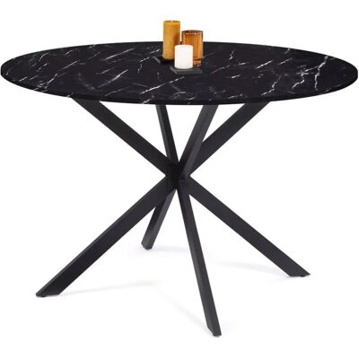 IDMARKET Alaska Table Ronde - Effet Marbre Noir - 110 cm IDMARKET Alaska Table Ronde - Effet Marbre Noir - 110 cm