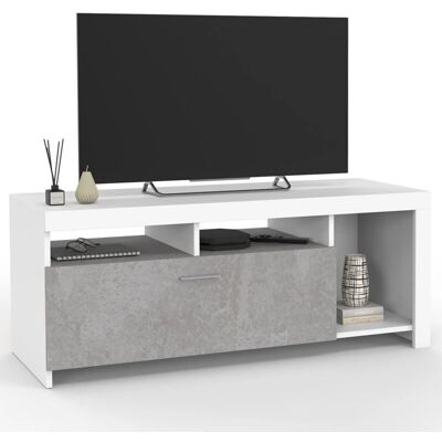 Meuble TV et armoire en béton blanc 110 cm - Idmarket Meuble TV et armoire en béton blanc 110 cm - Idmarket