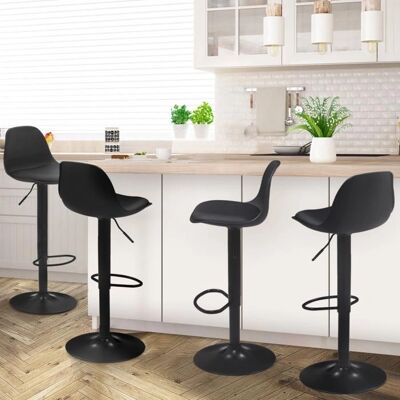 Idmarket Modelo - Juego de 4 taburetes de bar negros Karl Idmarket Modelo - Juego de 4 taburetes de bar negros Karl