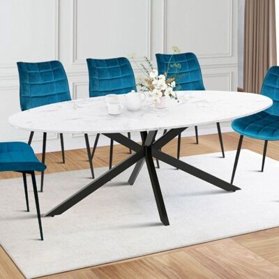 Idmarket Alaska Table à Manger Ovale - Effet Marbre, 200cm, 10 Personnes Idmarket Alaska Table à Manger Ovale - Effet Marbre, 200cm, 10 Personnes