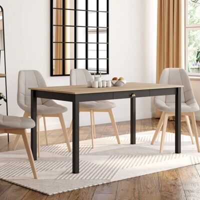 Table à manger ISIS rectangulaire pour 8 - Bois & Noir - 150cm Table à manger ISIS rectangulaire pour 8 - Bois & Noir - 150cm