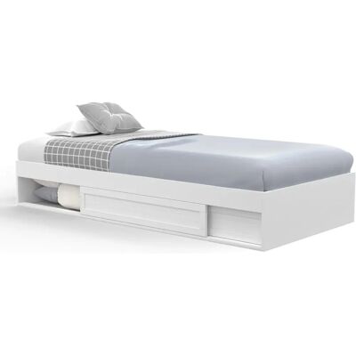 IDMARKET Structure de lit blanche avec rangement - 90x190cm IDMARKET Structure de lit blanche avec rangement - 90x190cm