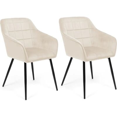 IDMARKET Mady Lot de 2 chaises et fauteuils en velours beige - Mobilier de salle à manger IDMARKET Mady Lot de 2 chaises et fauteuils en velours beige - Mobilier de salle à manger