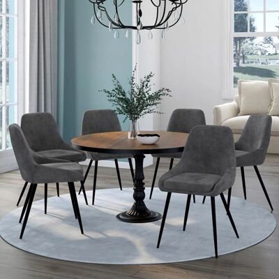 Idmarket Chaises en Velours Gris Foncé Thalya - Chaises Idmarket Chaises en Velours Gris Foncé Thalya - Chaises