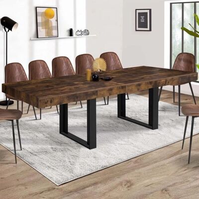 Table à manger extensible rectangulaire Idmarket Phoenix - Finition en bois rustique Table à manger extensible rectangulaire Idmarket Phoenix - Finition en bois rustique