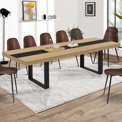 IDMARKET Table à Manger Extensible Phoenix - 6-12 Places - Bois et Noir IDMARKET Table à Manger Extensible Phoenix - 6-12 Places - Bois et Noir