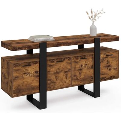 IDMARKET Phoenix XXL 160 cm Buffet - 4 portes, Bois moderne & noir IDMARKET Phoenix XXL 160 cm Buffet - 4 portes, Bois moderne & noir
