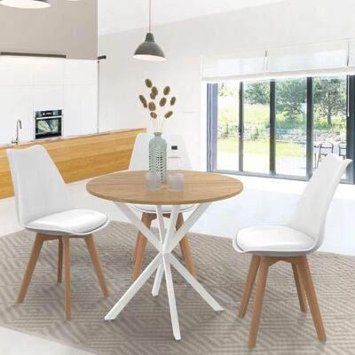 IDMARKET Alix Table à Manger Rond 80cm Bois Blanc Style Moderne IDMARKET Alix Table à Manger Rond 80cm Bois Blanc Style Moderne