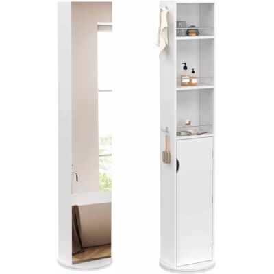 IDMARKET Armoire de salle de bain blanche avec miroir et étagères IDMARKET Armoire de salle de bain blanche avec miroir et étagères