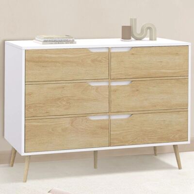 IDMARKET Helsinki Commode nordique à 6 tiroirs - Meuble - Publicité IDMARKET Helsinki Commode nordique à 6 tiroirs - Meuble - Publicité