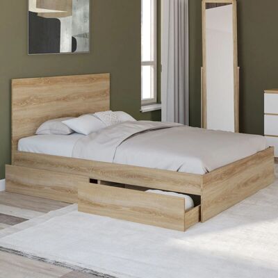 Lits double IDMARKET Omaha avec 4 tiroirs 140x190cm Lits double IDMARKET Omaha avec 4 tiroirs 140x190cm