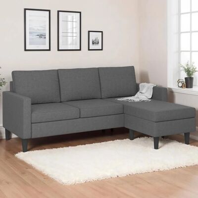 IDMARKET Canapé MARIUS Réversible 3 Places Gris - Canapé IDMARKET Canapé MARIUS Réversible 3 Places Gris - Canapé