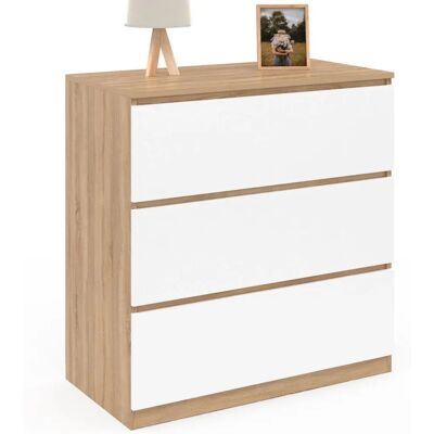 IDMARKET Coffre à 3 tiroirs TOMI - Noyer & Blanc - Mobilier de rangement - Publicité IDMARKET Coffre à 3 tiroirs TOMI - Noyer & Blanc - Mobilier de rangement - Publicité