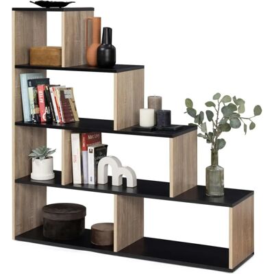 Étagère échelle en bois IDMARKET en noir et chêne - 4 niveaux - Publicité Étagère échelle en bois IDMARKET en noir et chêne - 4 niveaux - Publicité