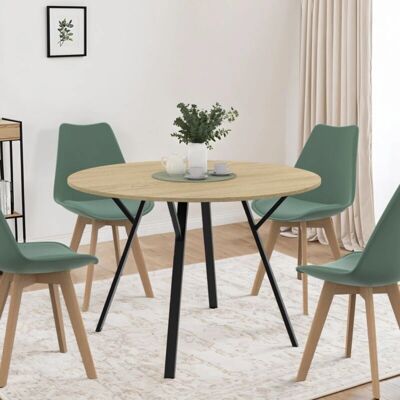 IDMARKET Yseult Table à Manger Ronde 4-6 Personnes Bois Noir - Table à Manger IDMARKET Yseult Table à Manger Ronde 4-6 Personnes Bois Noir - Table à Manger