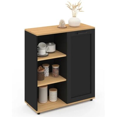 Idmarket VITO Buffet - Noir et bois - 70cm, 3 étagères Idmarket VITO Buffet - Noir et bois - 70cm, 3 étagères